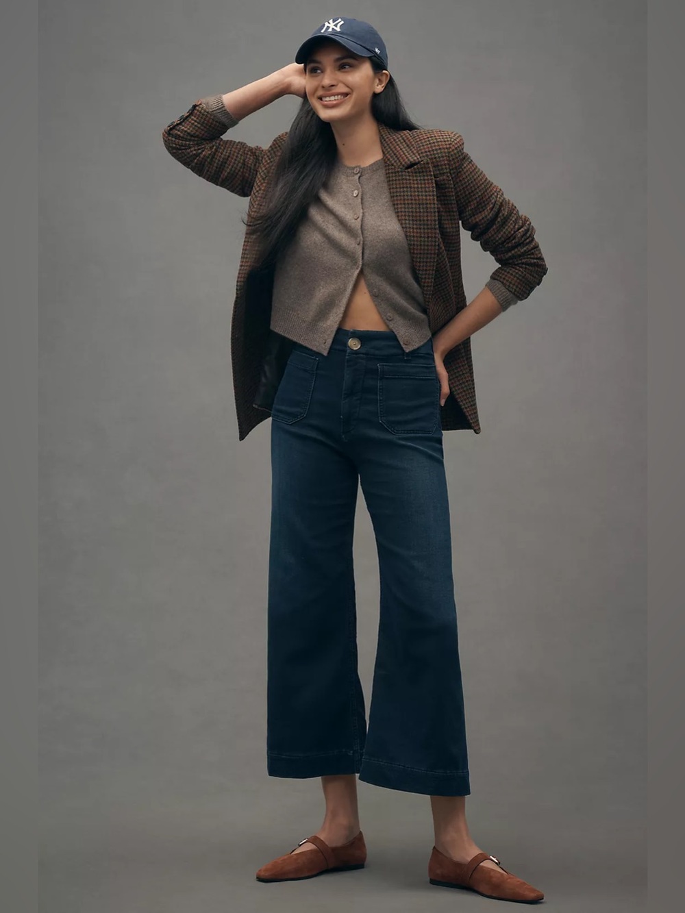 Maeve Colette Knit High-Rise Wide-Leg Cropped Jeans Size 29